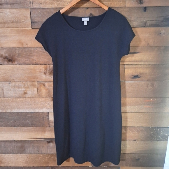 J. Jill Dresses & Skirts - J.Jill Black Stretch Knit T SHIRT Dress XS Petite Pima Cotton